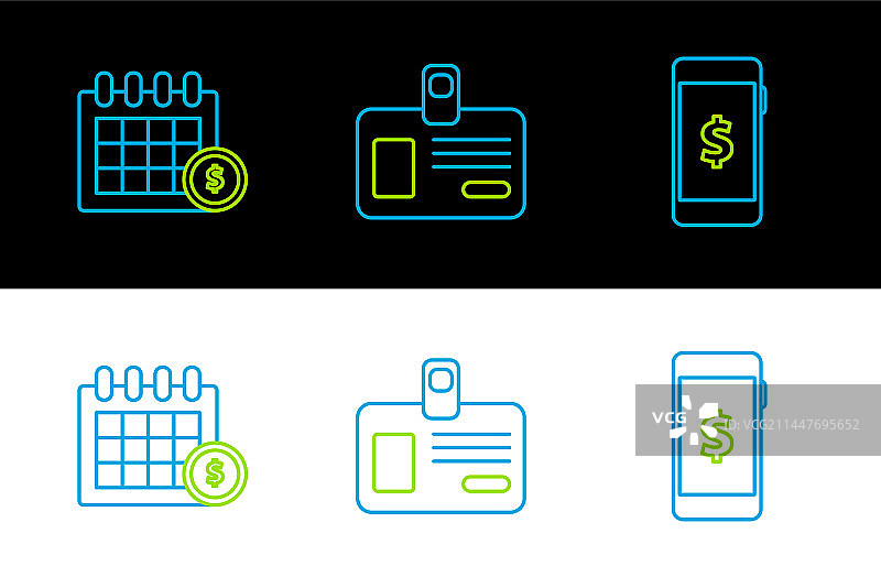 带美元符号金融智能手机线条组合图片素材