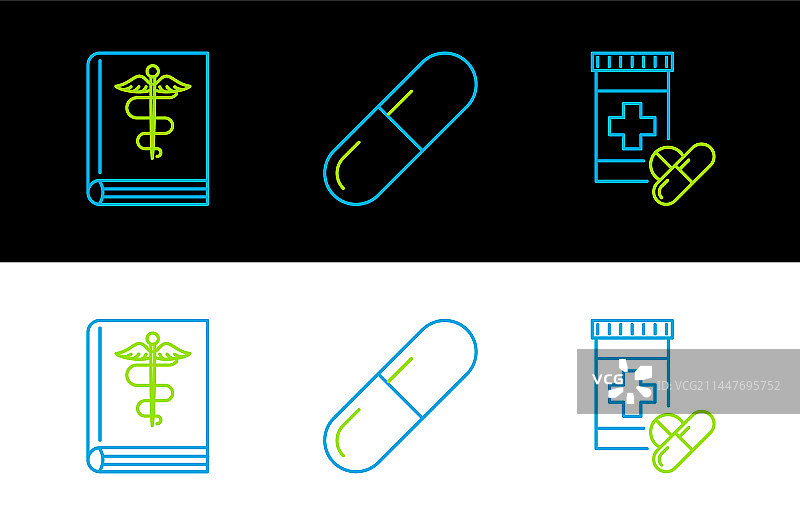 药瓶药丸医疗书籍图标图片素材