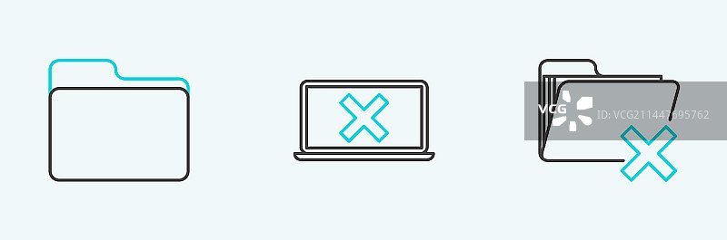 删除文件夹、文档与笔记本电脑线条设计图片素材