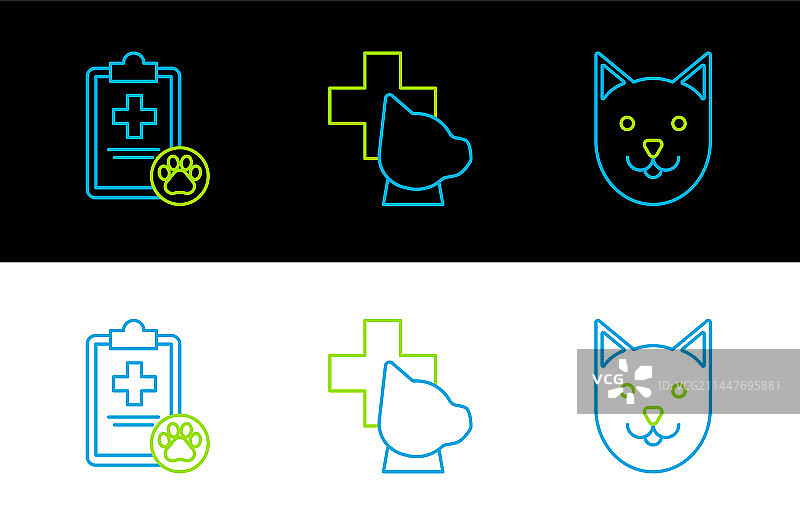 医疗临床的猫咪剪贴板线条设计图片素材