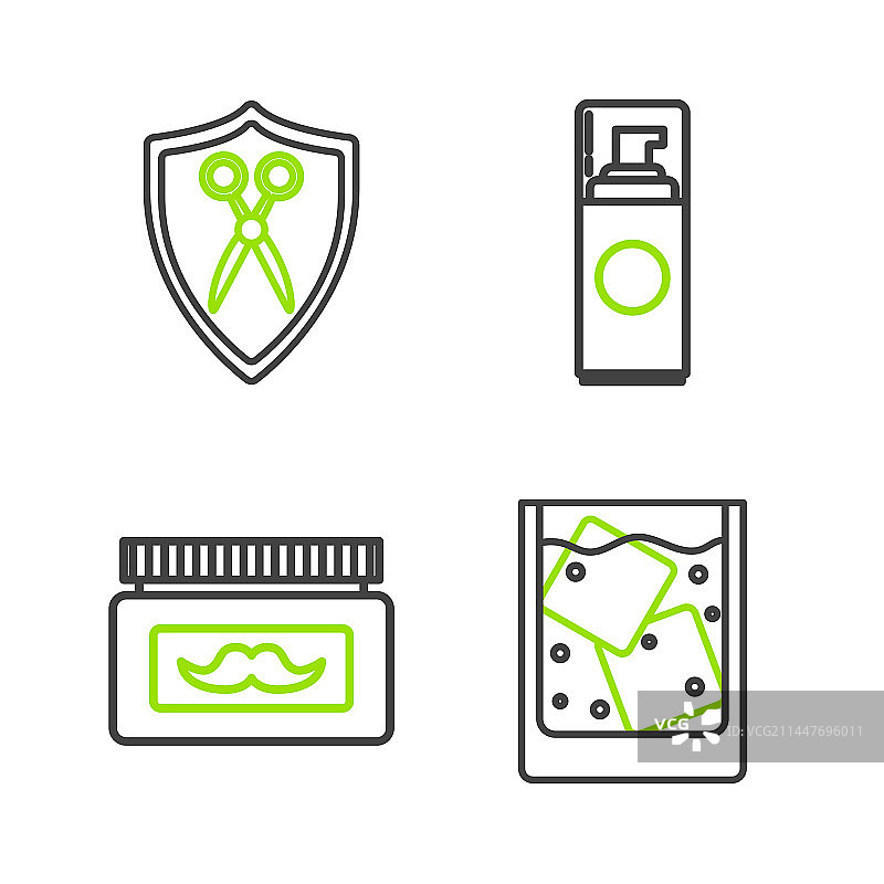 威士忌冰块奶油线条组合图片素材