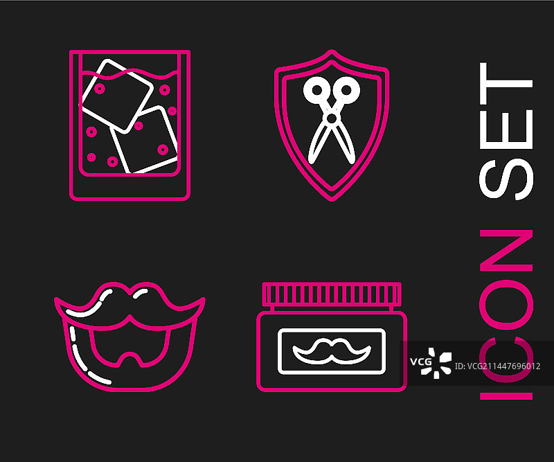 乳霜或乳液化妆品罐胡子线条组合图片素材