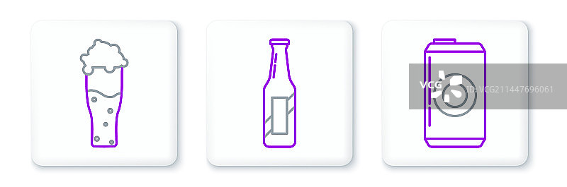 啤酒罐、啤酒杯和瓶子图标图片素材