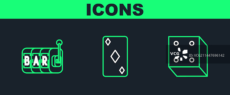 游戏骰子老虎机扑克牌线条图片素材