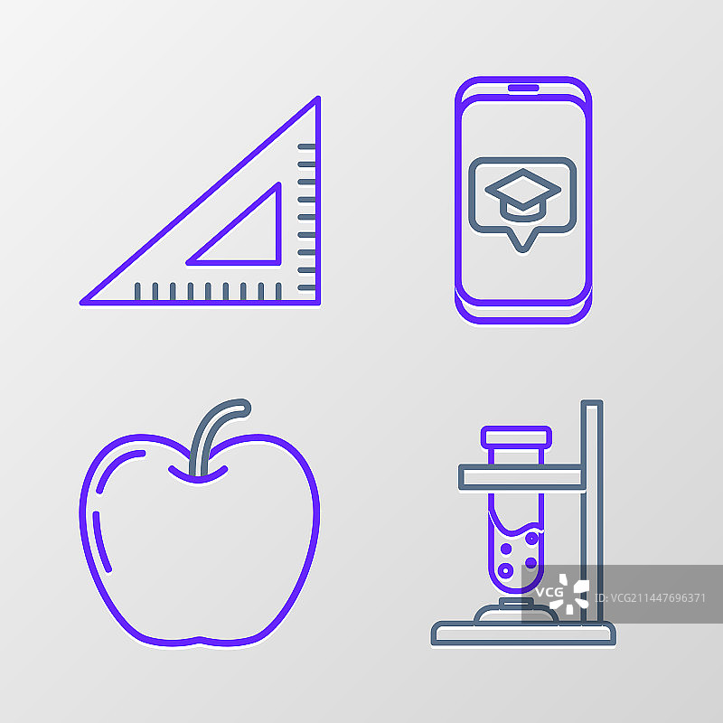 玻璃试管、火焰苹果烧瓶组合图片素材