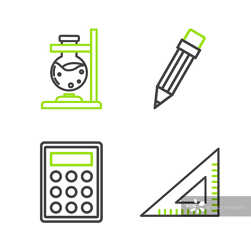 线条三角尺计算器铅笔图片素材