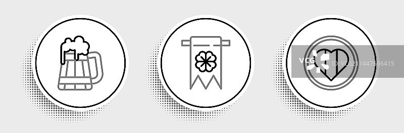 圣帕特里克节木质爱心线条图片素材