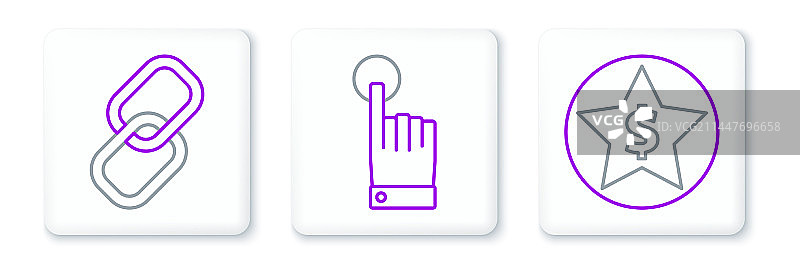 星星美元锁链手印章线条组合图片素材