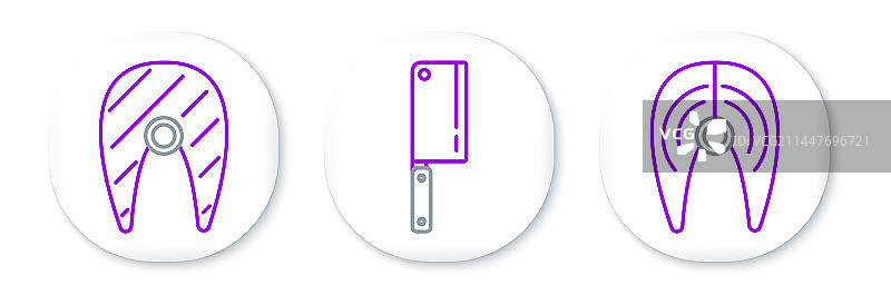 鱼排和切肉刀具图标图片素材