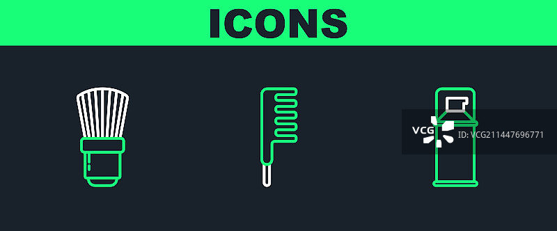 剃须泡沫啫喱、刷子和发刷素材图片素材