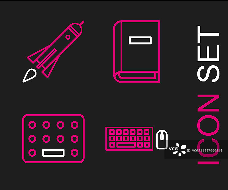 线条键盘、鼠标与泡罩包装药丸图片素材