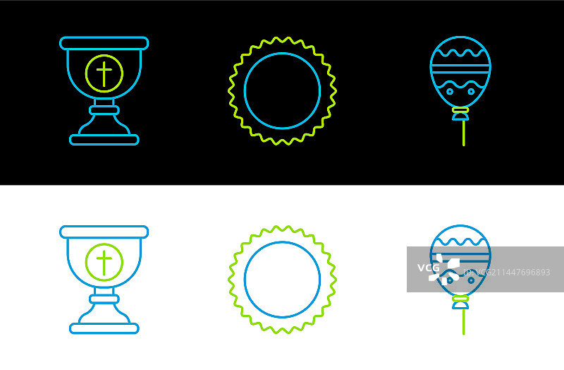 带丝带的气球和基督教圣杯组合图片素材