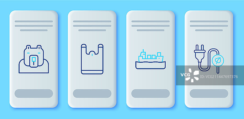 油轮北极熊塑料袋线条组合图片素材