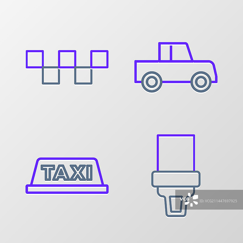 安全带、出租车车顶和汽车图标图片素材