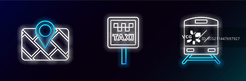 带地图和路标的GPS设备火车线条图片素材