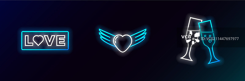 香槟杯、爱心文字组合图片素材