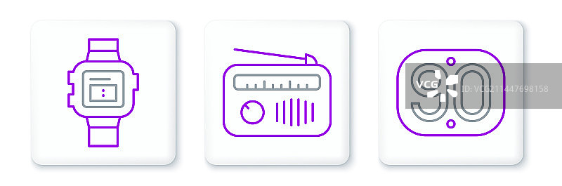 90年代复古手表和收音机图片素材