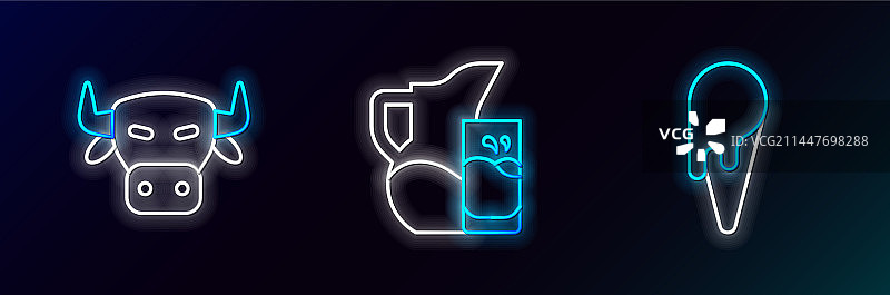 华夫饼甜筒冰淇淋、牛头图片素材