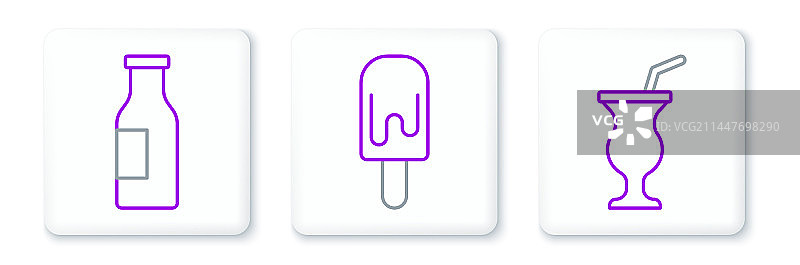 奶昔瓶装牛奶和冰淇淋图片素材