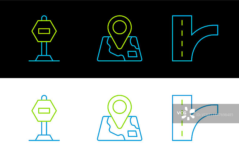 道路交通标志停止指示牌与地图图片素材