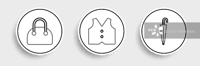 雨伞手提包和背心图标图片素材