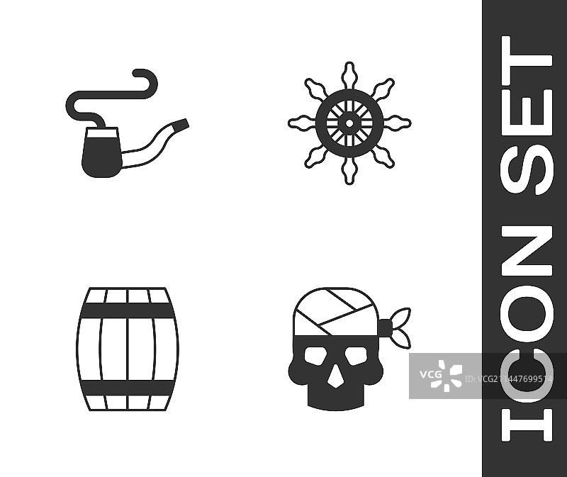 海盗船长叼着烟斗的木桶图片素材