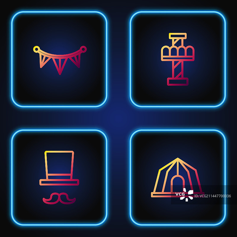 马戏团帐篷、魔术师和嘉年华彩带图片素材