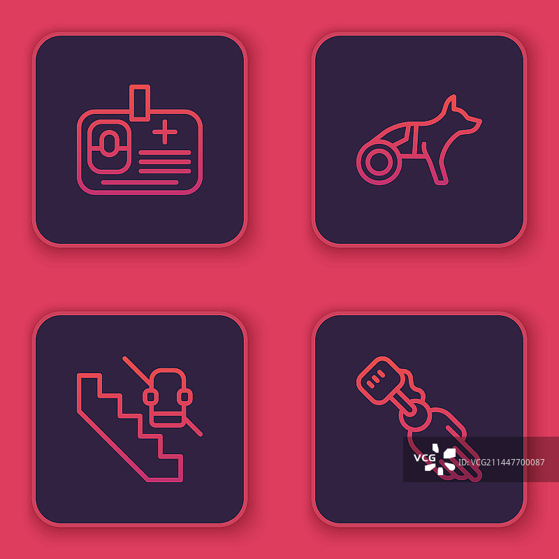 身份识别证、禁用电梯等线性图标图片素材