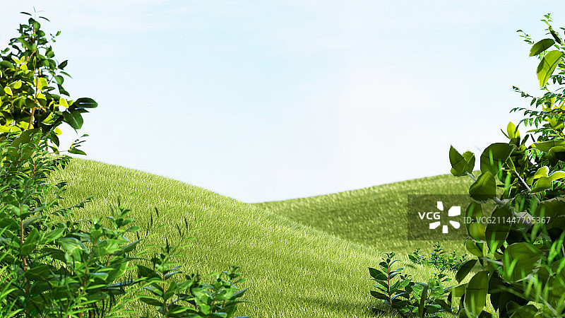 小清新简约3D绿色夏天创意场景图片素材