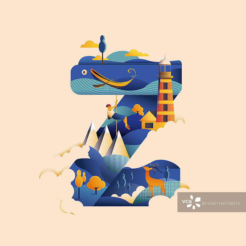 商业扁平插画字母Z图片素材