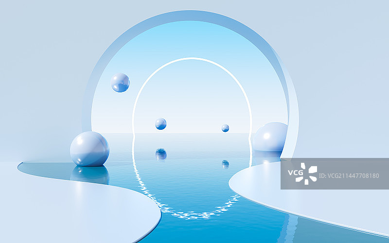 水面电商背景3D渲染图片素材