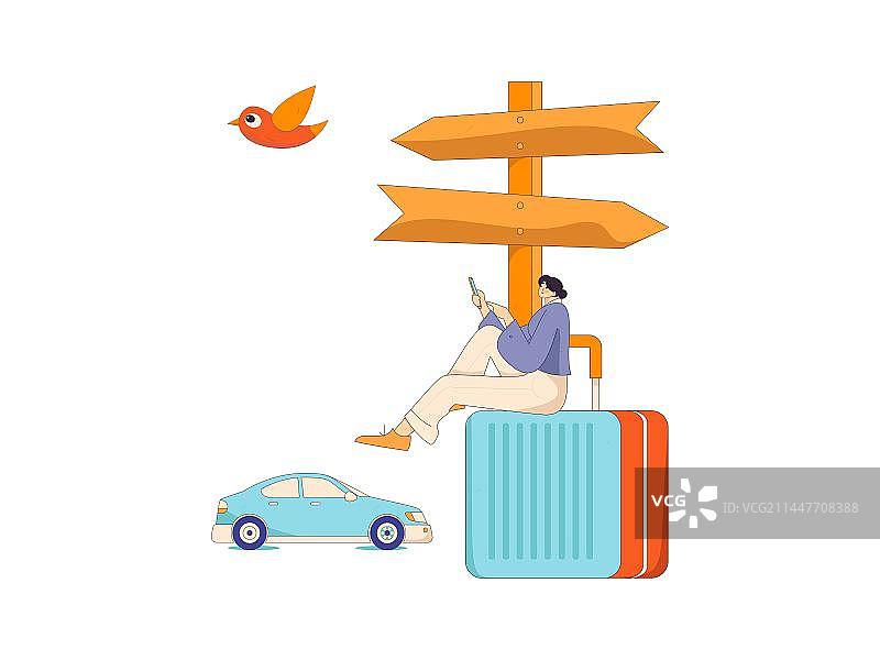 节假日旅游出行人物互联网背景矢量插画图片素材