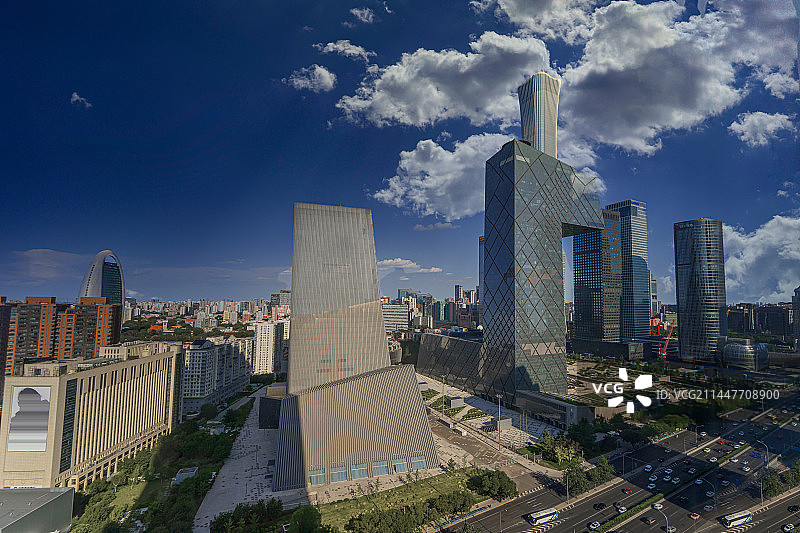 蓝天白云下的北京国贸cbd现代建筑图片素材