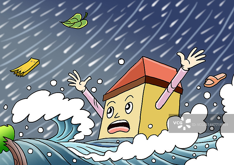 台风暴雨造成城市内涝图片素材