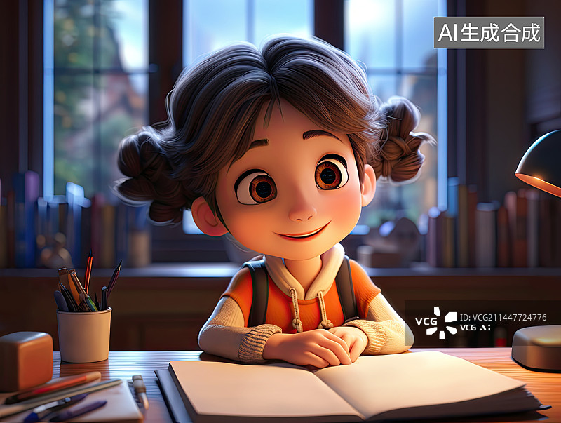 【AI数字艺术】看书的女孩图片素材