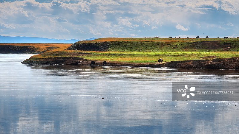 四川阿坝若尔盖唐克黄河九曲第一湾景区黄河湿地风光图片素材