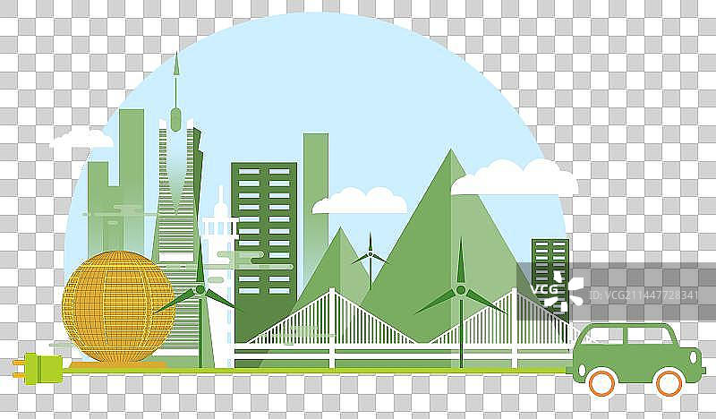 创意杭州亚运会绿色智能插画素材图片素材