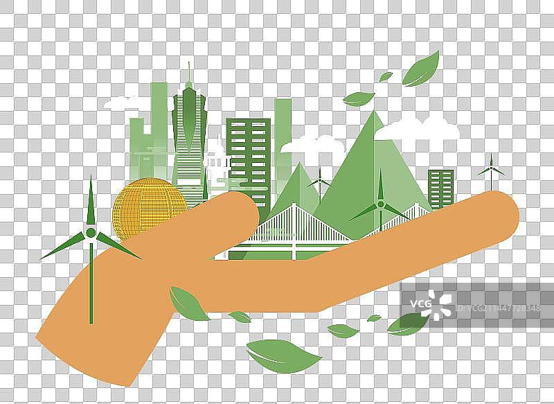 创意杭州亚运会绿色智能插画素材图片素材