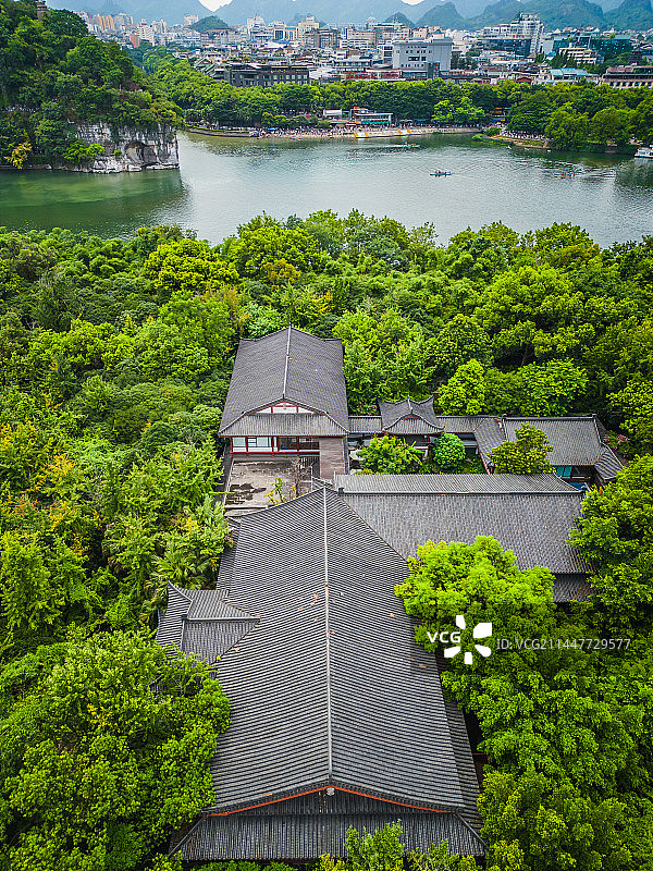桂林訾洲公园航拍图片素材