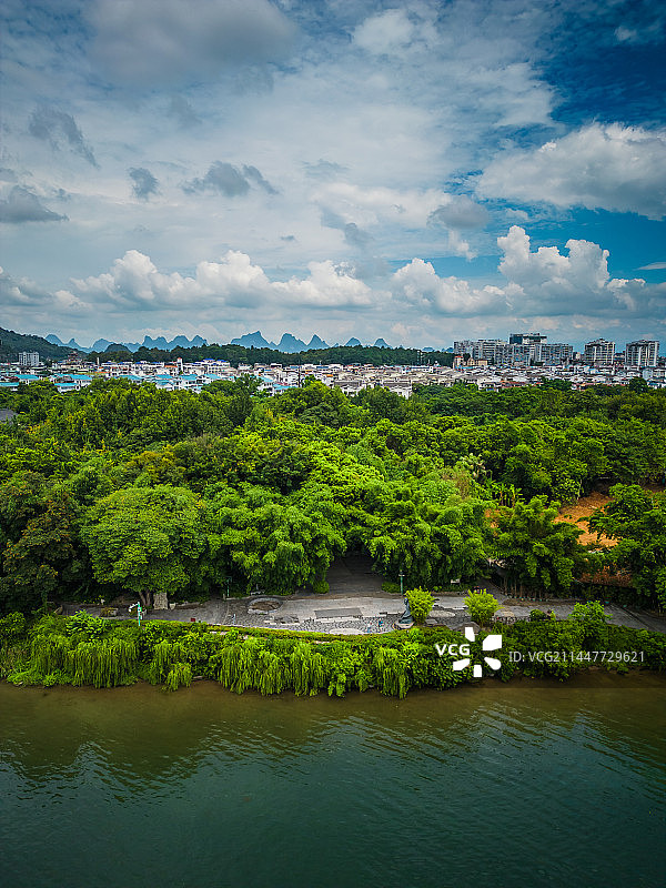 桂林訾洲公园航拍图片素材