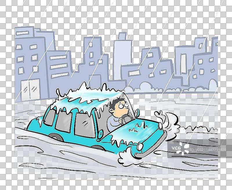 暴雨天道路积水行车难图片素材