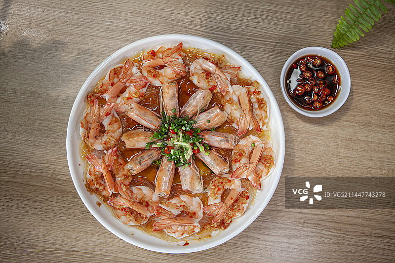 蒜蓉开边虾，蒜蓉粉丝虾，蒜蓉开背虾，蒜蓉虾，蒜蓉大虾，熟虾，一盘虾，一盘开背虾，蒸菜，家常菜，大众菜图片素材