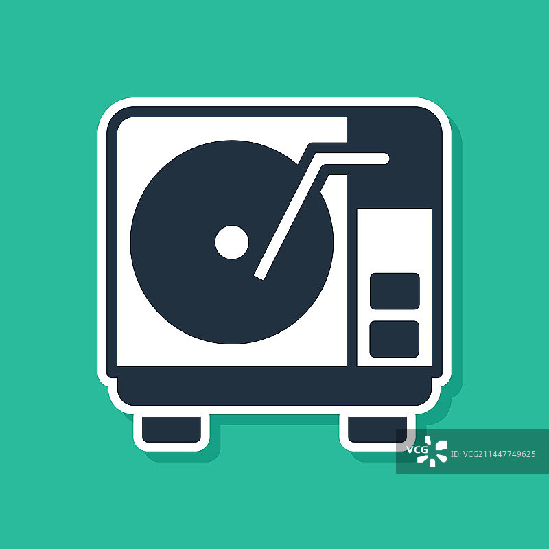 蓝色黑胶唱片播放器与黑胶唱片图标图片素材