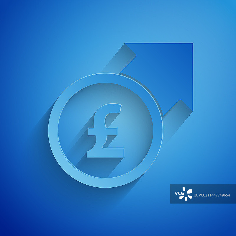 金融增长和英镑硬币剪纸图片素材