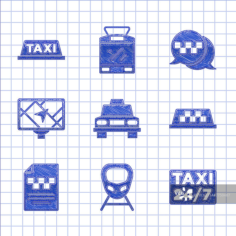 出租车、轿车、高铁位置图标图片素材