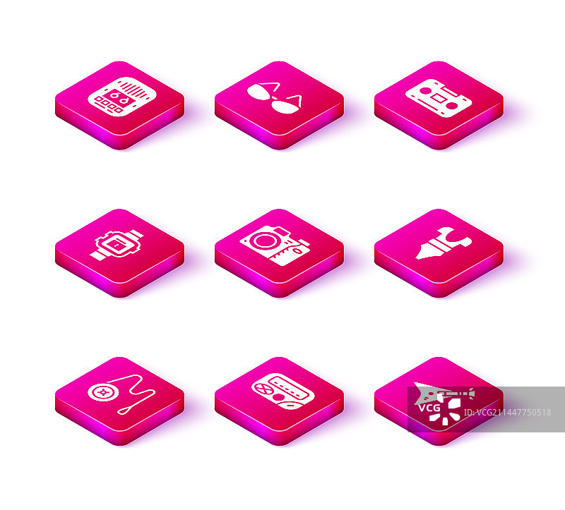 溜溜球玩具、寻呼机、腕表、照相机组合图片素材