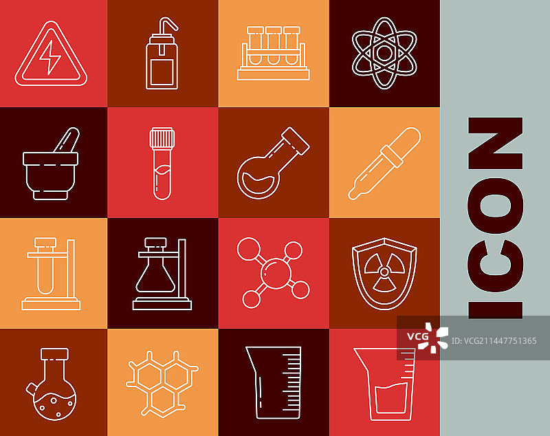 线条轮廓：实验室玻璃器皿或烧杯图片素材