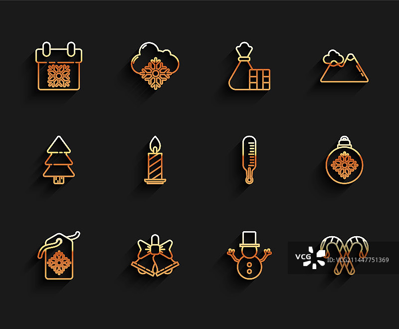 成套线条：带有节日快乐文字的价签图片素材