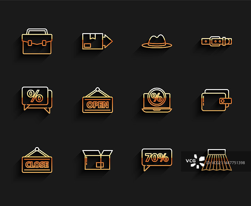 带封闭纸箱的悬挂标志线条图片素材