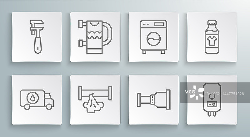 水管工服务车和加热毛巾架标志图片素材